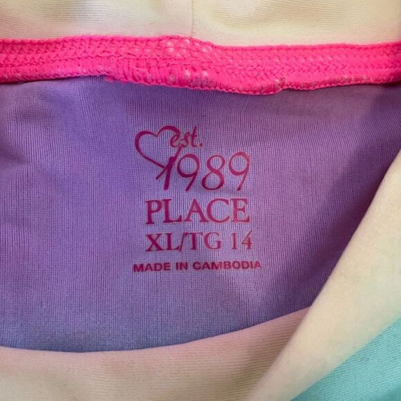 4/$25 The Children’s Place Girls Colorful Rash Gaurd Short Sleeve Size XL 14 - Picture 3 of 4